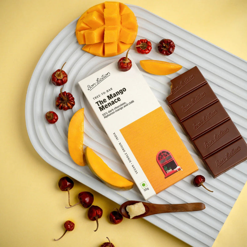 Bon Fiction The Mango Menace - 55% Dark Alphonso Mango Chilli Chocolate