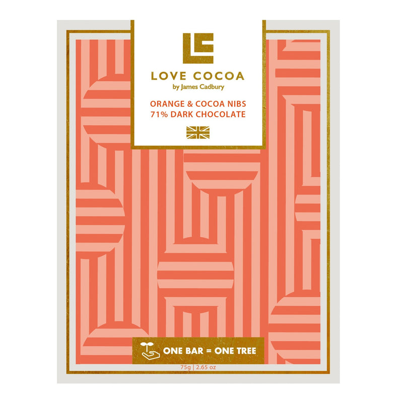 Love Cocoa Orange and Cocoa Nibs 71% Dark Chocolate