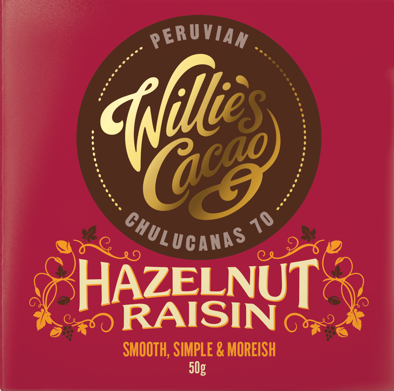 Willie's Cacao HAZELNUT & RAISIN Dark Chocolate