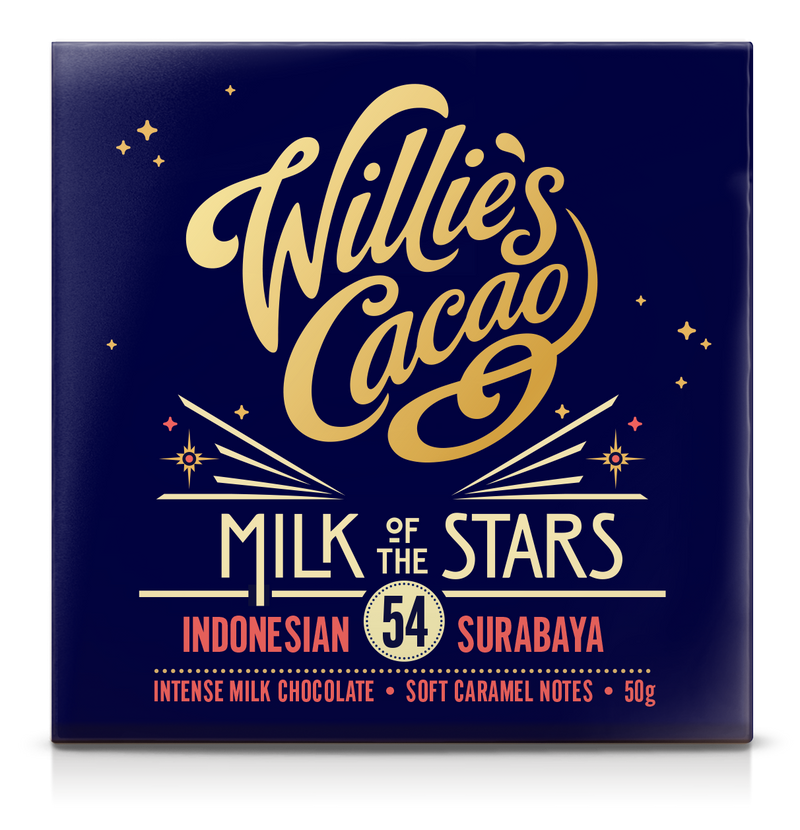 WILLIES CACAO MILK OF THE STARS 54% MILK CHOCOLATE BAR (50G)